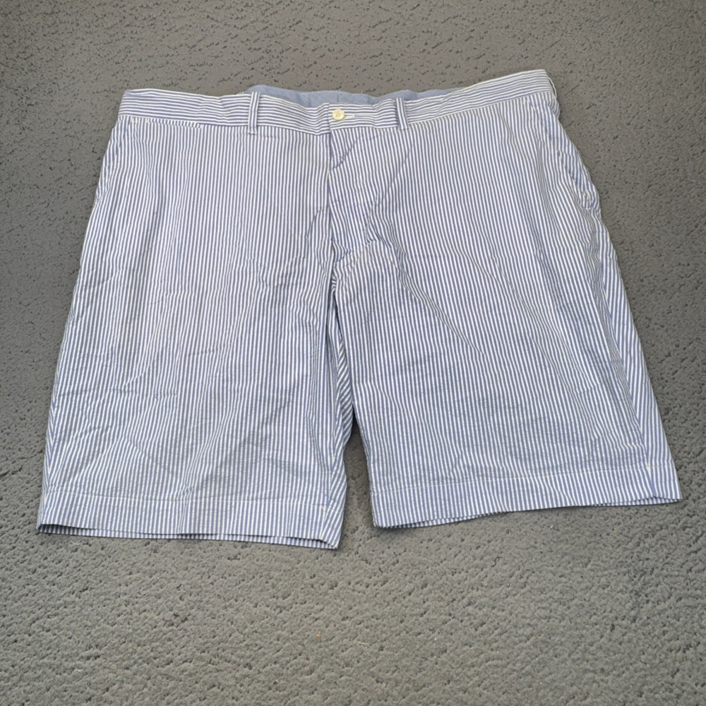 Polo Ralph Lauren Shorts Mens 42 Blue White Seersucker Striped Chino Golf